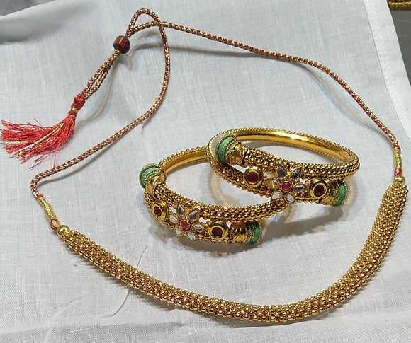 Set of Women's Kada Bracelets With Necklace